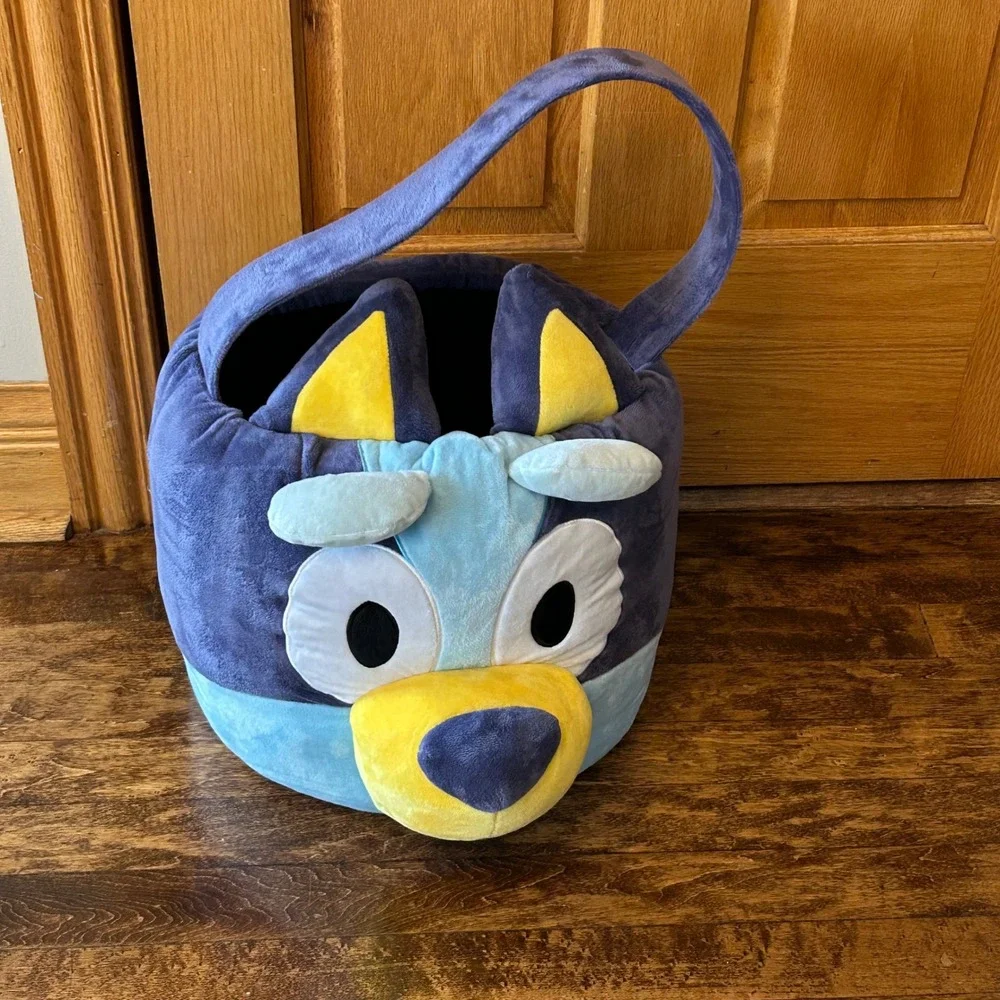 Bluey Plush Halloween Trick or Treat Candy Basket Bag with Handle Large